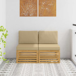 Lauko Vidurinis Sofa 2 vnt. 2 vietos Kietos akacijos mediena