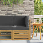 Lauko kampinė sofa Kietos akacijos mediena Balinta ir antracito