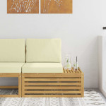 Lauko galinė sofa Kietos akacijos mediena Balinta ir kreminė