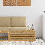 Lauko galinė sofa Kietos akacijos mediena Balinta ir smėlio
