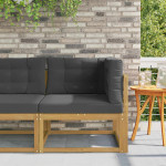 Lauko kampinė sofa Kietos akacijos mediena Balinta ir antracito