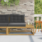Lauko galinė sofa Kietos akacijos mediena Balinta ir antracito