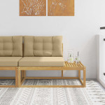 Lauko galinė sofa Kietos akacijos mediena Balinta ir smėlio