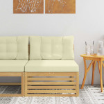 Lauko Vidurinis Sofa Kietos akacijos mediena Balinta ir kreminė