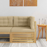 Lauko kampinė sofa Kietos akacijos mediena Balinta ir bėžinė