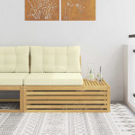 Lauko galinė sofa Kietos akacijos mediena Balinta ir kreminė
