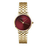 Moteriškas laikrodis - ROSEFIELD - Small Edit - Aukso spalvos plienas - Bordo ciferblatas - 26 mm