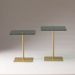 Sustiprinto stiklo stalas, Elegante 2, 40x45 cm ir 40x50 cm, Aukso spalvos