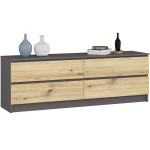 Komodoa Akord K160 4SZ CLP PK, 160x40x55 cm, pilka/ruda