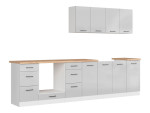 9-ių dalių virtuvės baldų komplektas Junona Line, 300 cm, pilkas