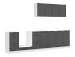 9-ių dalių virtuvės baldų komplektas Junona Line, 300 cm, pilkas