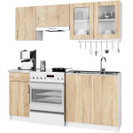 5-ių dalių virtuvės baldų komplektas Akord Lima, baltas/rudas