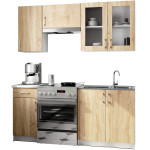 5-ių dalių virtuvės baldų komplektas Akord Lima H720, baltas/rudas