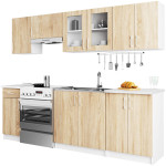 7-ių dalių virtuvės baldų komplektas Akord Lima, baltas/rudas