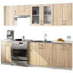 7-ių dalių virtuvės baldų komplektas Akord Lima H720, baltas/rudas