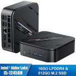 Mini PC Blackview MP100 Pro Intel®Alder Lake I5-12450H 4.4GHz Maks 16 GB 512 GB/SSD 4 TB, Windows 11 Pro, Wifi 6, 4K UHD 144 Hz - Pilka
