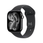 Apple Watch Series 11 GPS + Cellular 42mm Jet Black Aluminium Case with Black Sport Band - S/M - MF834ET/A