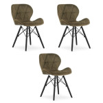 3-jų kėdžių komplektas Leobert Lago, rudas/juodas