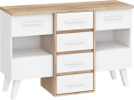 Komoda Nordis 4SW, ąžuolo/baltos spalvos