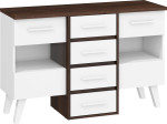 Komoda Nordis 4SW, tamsiai ruda/balta