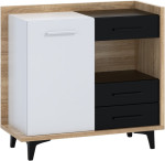 Komoda Meblocross Box 01 1D3S, šviesios ąžuolo/baltos spalvos