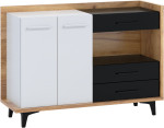 Komoda Meblocross Box 02 2D3S, šviesiai ruda/balta