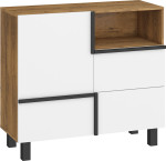 Komoda Meblocross Lars 01 1D2S, baltos/ąžuolo spalvos