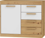 Komoda Meblocross Maximus 1D4S, ąžuolo/baltos spalvos