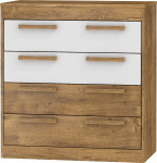 Komoda Meblocross Maximus 4S, tamsaus ąžuolo/baltos spalvos