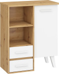 Komoda Meblocross Nordis 1D2S, ąžuolo/baltos spalvos