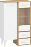 Vitrina Meblocross Nordis 1D2SW, ąžuolo/baltos spalvos