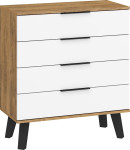 Komoda Meblocross Sven 4S, tamsaus ąžuolo/baltos spalvos