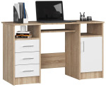 Rašomasis stalas NORE Ana, 124 cm, ąžuolo/baltos spalvos