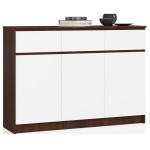 Komoda NORE K140 su 3-imis stalčiais, ruda/balta