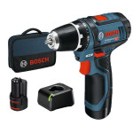 "Bosch Professional GSR 12V-15 gręžtuvas-įsukėjas + 2 akumuliatoriai 2,0Ah + įkroviklis GAL 12V-20 - 060186810F"