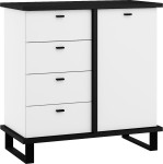 Komoda Meblocross Cross Cro-04 1D4S, juoda/balta