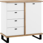 Komoda Meblocross Cross Cro-04 1D4S, tamsiai ruda/balta