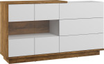 Komoda Meblocross Hybrid Hyb-10 3SW, tamsiai ruda/balta