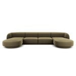 Aksominė panoraminė sofa Micadoni Miley, 334 x 155 x 74, žalia