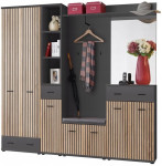 6-ių dalių prieškambario baldų komplektas + pagalvė ASM Marco IV, pilkas/rudas