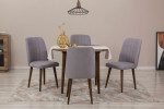 Išplečiamas pietų stalas ir kėdės (5 vienetai) Vina 0701 - Walnut, Grey