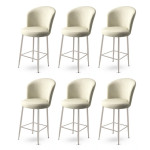 Baro kėdės rinkinys (6 vienetai) Alte - Cream, Chrome