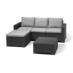 Sodo kampinė sofa ir stalas, Kalifornijos šezlongas, pilkas