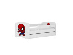 Vaikiška lova be stalčiaus su čiužiniu Kocot Kids BabyDreams White spiderman 140x70 cm, balta/raudona