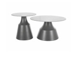 2- jų kavos staliukų komplektas Signal meble Itaka, baltas/sidabrinis