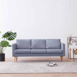 Trivietė sofa, audinys, šviesiai pilka 