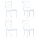 Valgomojo kėdės, 4 vnt., balt. sp., kaučiukmedžio med. masyvas