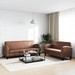 Sofų komplektas, 2vnt., dirbtinės zomšos odos, rudas