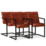 Valgomojo kėdės, 4vnt., rudos, tikra oda