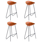 Baro kėdės, 4vnt., rudos spalvos, tikra oda